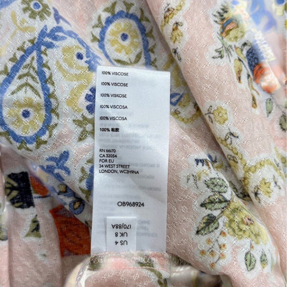 Maeve by Anthropologie Size 4 Boswell Top Boho Floral Paisley Peasant Blouse - Picture 8 of 9